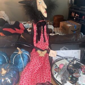 Handcrafted Witch Doll with Red Dress